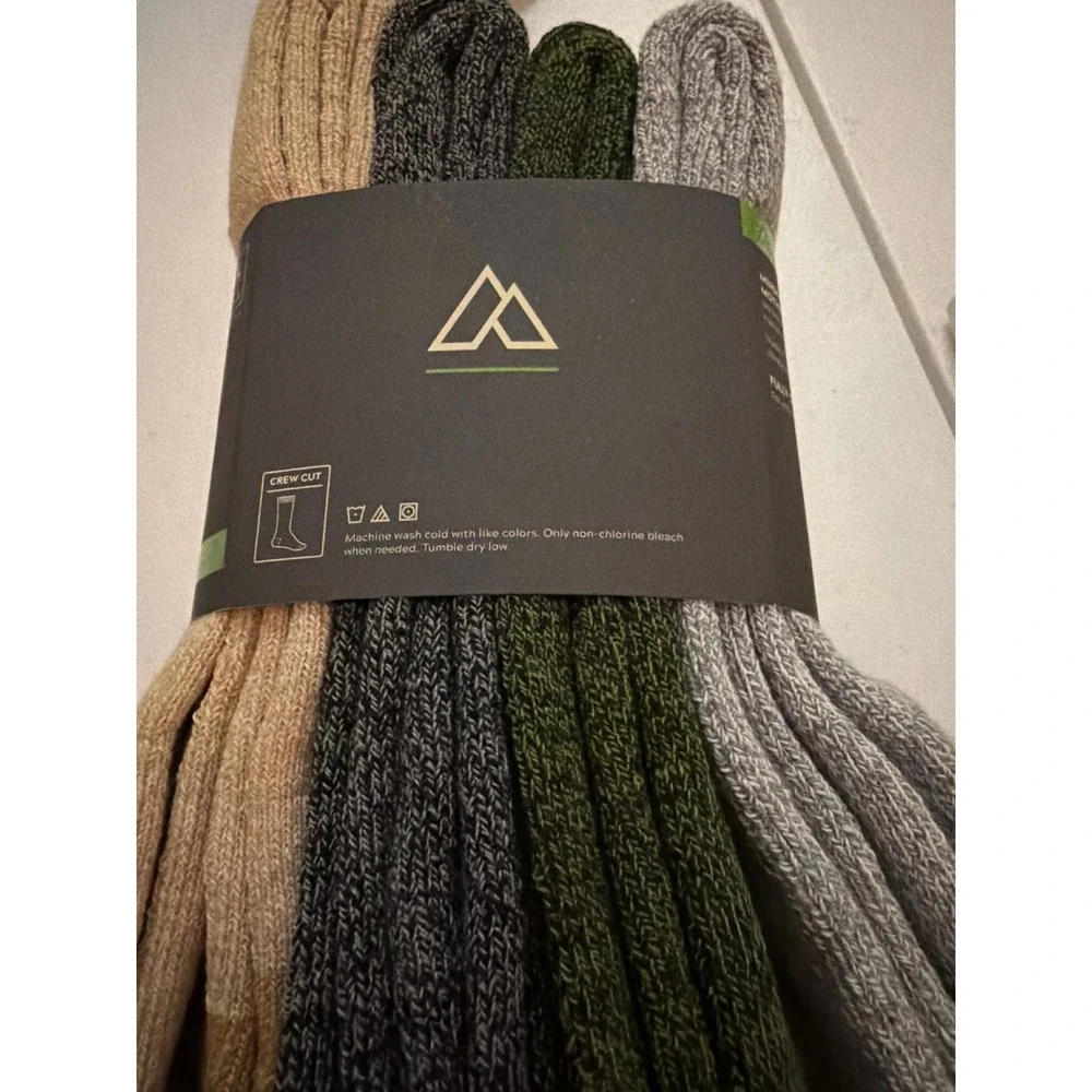 Alpine Design Mens 4‎ Pair XL Performance Hiking Sock Crew Cut Medium Wt 13-15